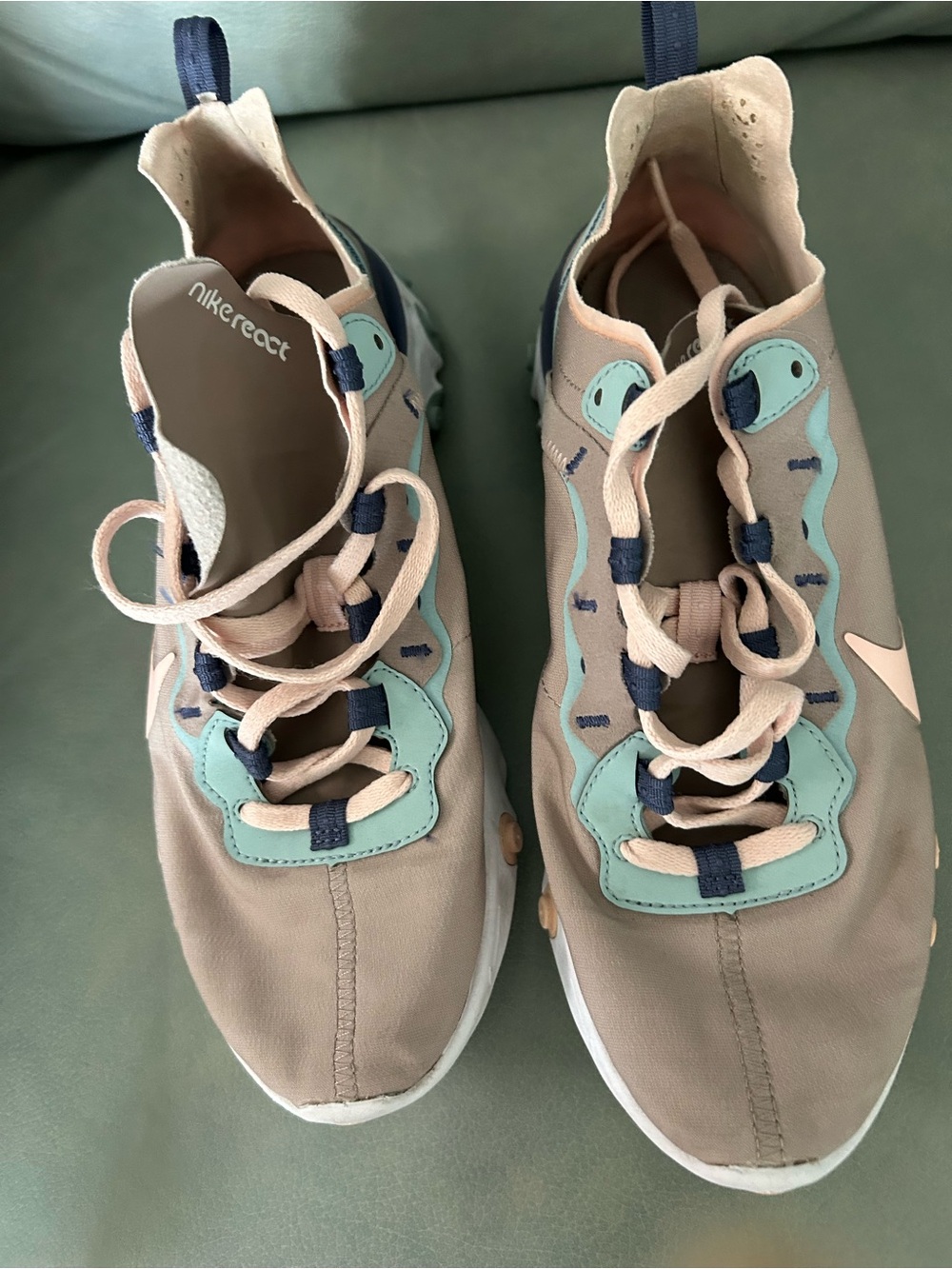Nike Taupe, Mint & Navy React Sneakers
